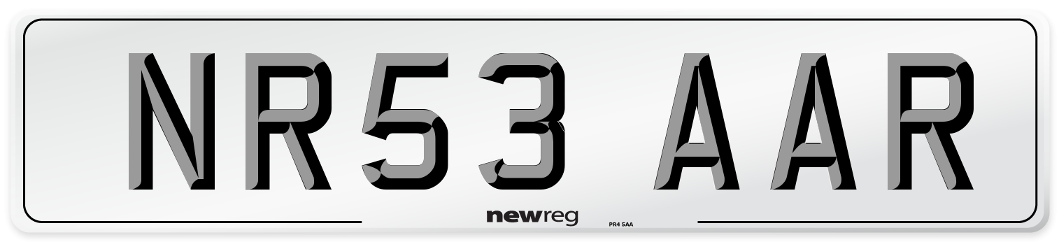NR53 AAR Number Plate from New Reg